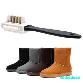 [fabuloushouse] elegante cepillo de limpieza de 3 lados para gamuza nubuck zapatos limpiador de botas