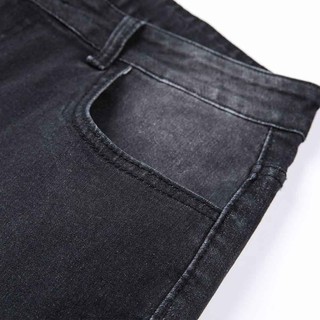 Hombres negro agujero flaco moda Retro Casual Denim Jeans pantalones (8)