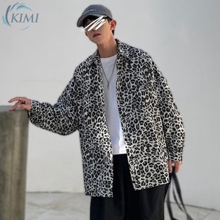 Camisa de manga larga con estampado de leopardo Casual Slim Fit blusa inteligente para hombre (6)
