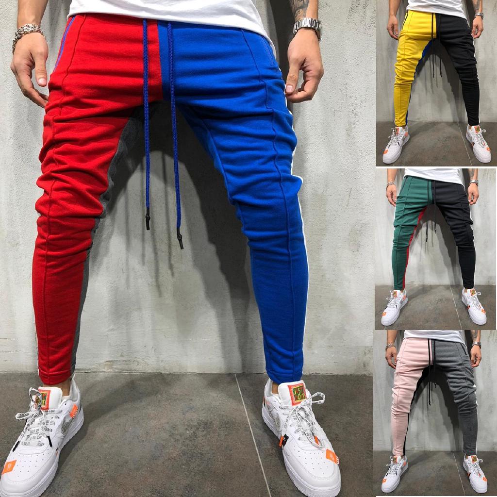 Pantalones de chándal de diseño de costura para hombre Joggers 2021 macho suelto Casual algodón cadera Pop pantalones
