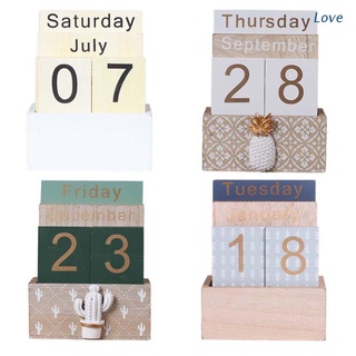love vintage de madera perpetua calendario eterno bloque planificador fotografía props mes semana fecha pantalla hogar oficina decoración de escritorio