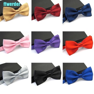 [ffwerder] Men Satin Bowtie Classic Wedding Party Bow Tie Solid Color Adjustable Necktie