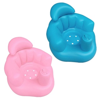 ☾Ik♥Silla inflable del bebé, hogar multiusos taburete de baño silla de ducha sofá inflable para niñas niños, rosa/azul (5)