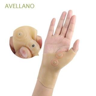 avellano 1pc guante de masaje magnético de seguridad deportiva soporte de muñeca impermeable soporte elástico corrector de terapia de mano muñeca suave alivio del dolor pulgar apoyo