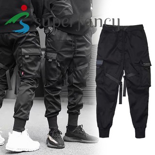 Pantalones de jogger casuales para hombre, pantalones de Hip Hop, Multi bolsillo, pantalones de carga (7)