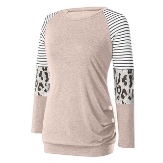 ♀♀ sirolaews.cl Flash Sale Long SleeveWomen's Casual Loose O Neck Long Sleeve Striped Patchwork Top Blouse T-shirt (6)