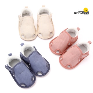 q color sólido verano antideslizante suave sandalias de algodón bebé niño prewalker zapatos