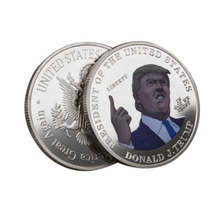 ☎Qt❉Moneda conmemorativa presidente Trump medalla Color impreso lado exquisito Metal en relieve moneda conmemorativa (7)