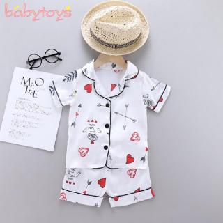 Verano bebé niños pijamas arco flecha impresión trajes conjunto de manga corta blusa Tops+pantalones cortos ropa de dormir pijamas
