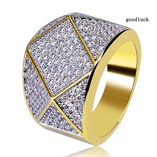 [jz] anillo de dedo geométrico con incrustaciones de diamantes de imitación para hombres de moda, fiesta, banquete, joyería, regalo