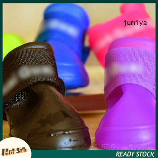 DSP 4Pcs zapatos para mascotas perro impermeable botas de lluvia botines zapatos de goma colores caramelo