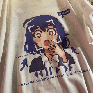 Amekaji americano Retro Big Eat One Jin mosaico e-sports Girl manga cortaTHombres camiseta Suelta todo-Partido de moda hTjW (9)