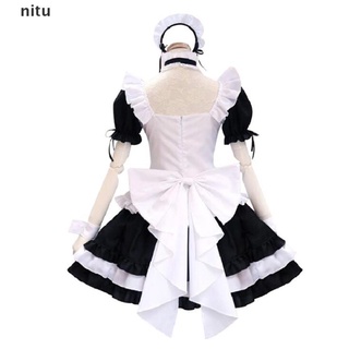 nitu negro blanco chocolate maid vestido francés bowknot falda niñas mujer amine cosplay. (7)