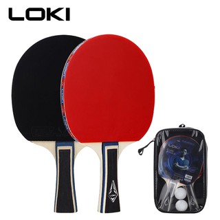 ITTF LOKI Ping Pong Bat Set gratis 2 bolas y bolsa de tenis de mesa murciélago 2pcs entrenamiento raqueta de Ping Pong de doble cara de goma con bolsa