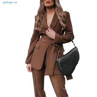 giftsuc All Match Lady Suit Set Warm Autumn Coat Set Cardigan for Work