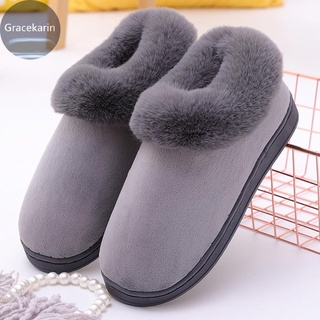 Las mujeres de los hombres Unisex de invierno de felpa conejo caliente suave zapatillas de interior antideslizante casa zapatillas de interior zapatos (8)