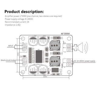 dc8-24v tpa3118 pbtl 60w mono digital amplificador de audio placa amp módulo chip 1x60w 4-8 ohms reemplazar tpa3110 para arduino (5)