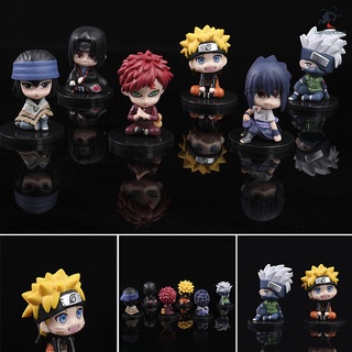 6 Unids/set Naruto Sentado Estilos De Juguete Figura Juguetes De Dibujos Animados Personaje Muñeca Modelo Para Niños