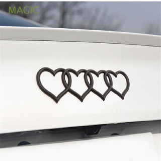logotipo de la cola de la personalidad mágica del coche exterior en forma de corazón del coche etiqueta engomada del tronco amor cuatro anillo cola coche decoración cola/multicolor