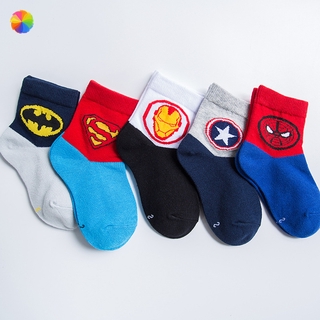 5 pares/set de calcetines de tubo medio de primavera y verano para niños superhéroe peinado macho y mujer calcetines de bebé YK