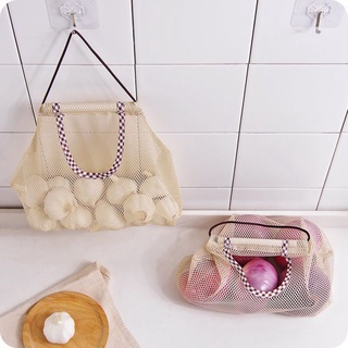 DICHATION 1pcs/5pcs Hangable Mesh Bags Breathable Bathroom Toiletry Storage Storage Net Bag for Vegetable Fruit Wide Use Polyester Material Durable Kitchen Organizer (5)
