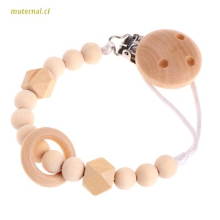 MUT Baby Infant Toddler Dummy Pacifier Soother Nipple Wooden Chain Clip Holder Gift