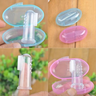 Cepillo de dientes de silicona suave para bebé/cepillo de dientes masajeador de goma con caja
