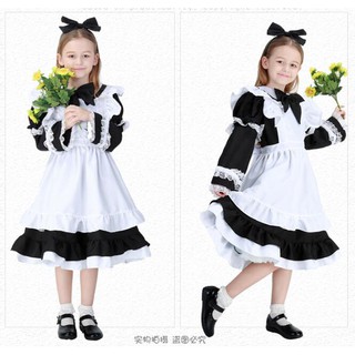 Alice Maid disfraz para niña de Halloween carnaval Cosplay traje de sirvienta Lolita vestido de fantasía niño Anime uniforme