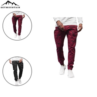 Skymountain hombres Multi-bolsillo Jogger Cargo pantalones de chándal tobillo atado ropa deportiva pantalones pantalones