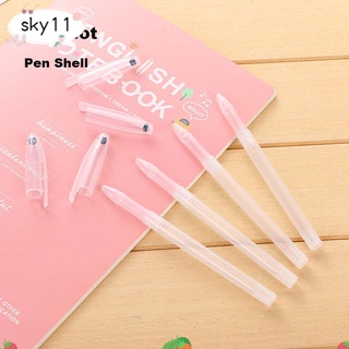 sky 10 unids/set hot gel pluma cubierta papelería suministros de escritura shell estilo simple portátil nuevo plástico transparente (1)