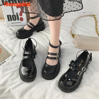 [Thousandhot] Zapatos de la Pu de las mujeres zapatos de tacón alto Lolita estudiantes universitarios estilo zapatos Retro negro tacones altos Mary Jane zapatos