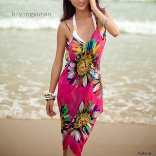 biyingwuhan mujeres deep v wrap gasa trajes de baño bikini cubrir vestido de playa