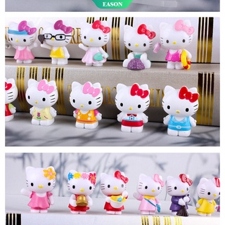 Figura De Gato De Hello Kitty , 6 Piezas , Modelo De Muñeca , Decoración De Dibujos Animados Cómics