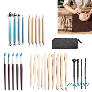 zanjinjin 28 unids/set hecho a mano diy cerámica arcilla escultura tallado cerámica herramientas de modelado de madera tallada cuchillo kit de manualidades