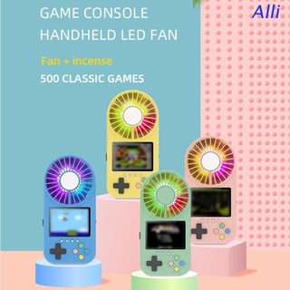 Alli consola de juegos portátil, Mini consola de juegos Retro, 500 LED juegos clásicos con ventilador USB para niños adultos, excelente