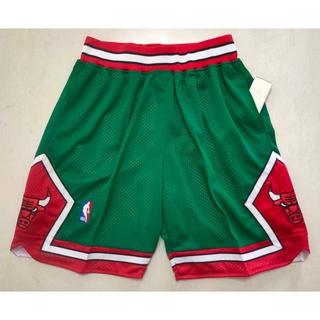 NBA shorts Chicago Bulls 23# Jordan 2021 season green side pockets basketball shorts