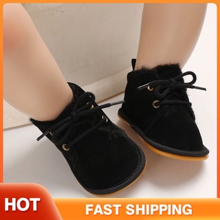 Invierno negro hombres y mujeres bebé caliente botas de suela de goma antideslizante zapatos de 0-1 año de edad zapatos de niño