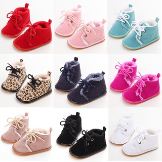 1 par de botas de leopardo color puro goma para niños botas de terciopelo botas de nieve cálidas skid zapatos al aire libre zapatos para bebé