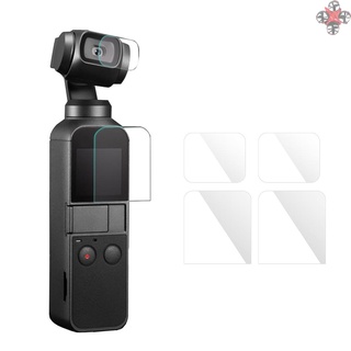Protector de lente de cámara y película de pantalla de fibra de vidrio Protector de película protectora Kit de repuesto para DJI OSMO bolsillo de mano cardán cámara