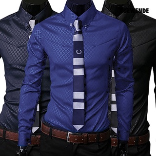yue moda hombres argyle lujo estilo de negocios slim fit manga larga casual vestido camisa