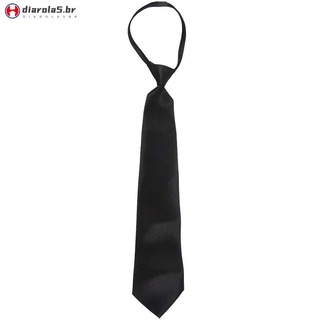 corbata de poliéster negra lisa con cremallera para hombre