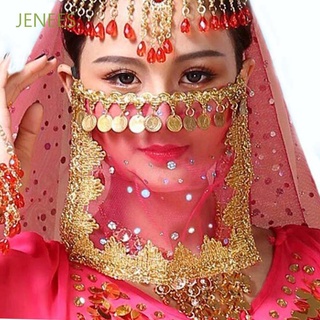 JENEES Embroidered Rhinestone Face Veils Indian Dance Belly Dance Costumes Performance Accessories Women New Sexy Sequins Girl Mesh/Multicolor