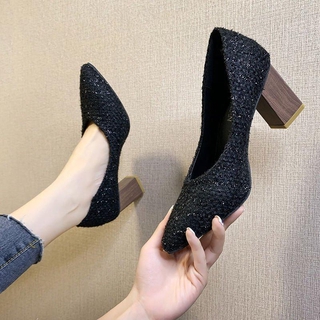 Zapatos de tacón alto primavera y otoño nuevos zapatos de oficina de payasos de chicas francesas Zapatos de mujer (3)
