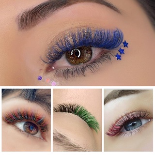 pestañas de colores fácil ventilador de pestañas extensión fácil fanning volumen azul púrpura ojo extensión colorido auto floración maquillaje (9)