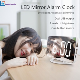 fangcloudy TS-8201 LED Espejo Pantalla Digital Reloj Despertador Automático Fotosensible De Escritorio Electrónico Alarma Clok