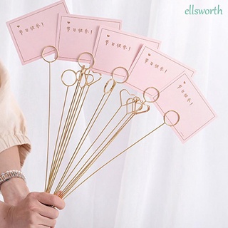 Ellsworth 10 pzs Clip de postal dorado/soporte para tarjetas/tarjetero de corazón/decoración de fiesta DIY/flores de Metal/cumpleaños