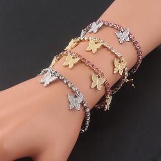 creativo diamante ajustado temperamento pequeño mariposa colgante tobillera femenina popular elemento mariposa pulsera brillante pie adorno