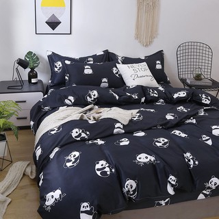 Lindo Panda negro 4 en 1 conjuntos de ropa de cama dormitorio apartamento dormitorio funda de edredón/sábana plana/funda de almohada