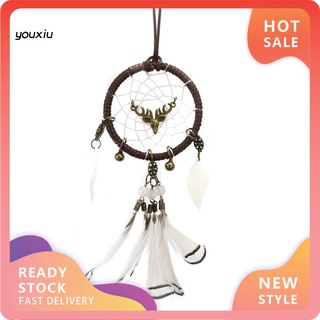 YX- Handmade Feather Bell Deer Dream Catcher Wind Chime Home Garden Hanging Decor