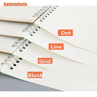 [kamem] cuaderno espiral A5 diario planificador de cuadrícula línea de puntos papel Kraft DIY cuaderno de bocetos (1)
